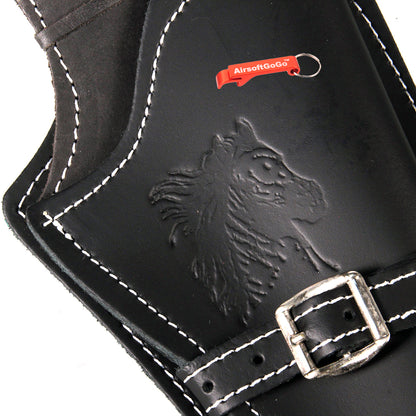 Tactical Synthetic Leather Gun Holster &amp; Belt Compatible with Revolvers, Right-Handed (Horse Pattern, Black)