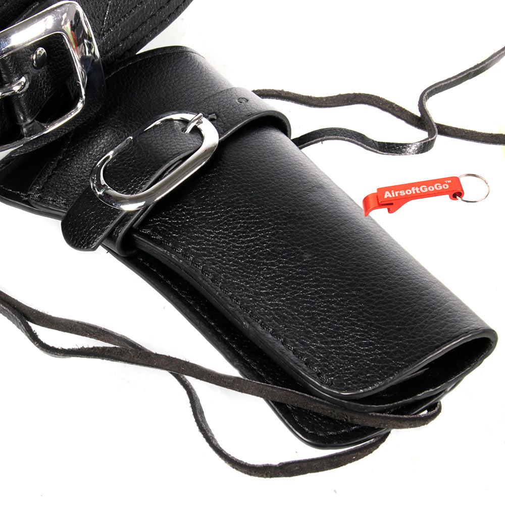 Compatible with revolvers, tactical synthetic leather gun holster and belt for right-handed use (black)