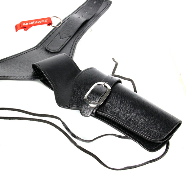 Compatible with revolvers, tactical synthetic leather gun holster and belt for right-handed use (black)