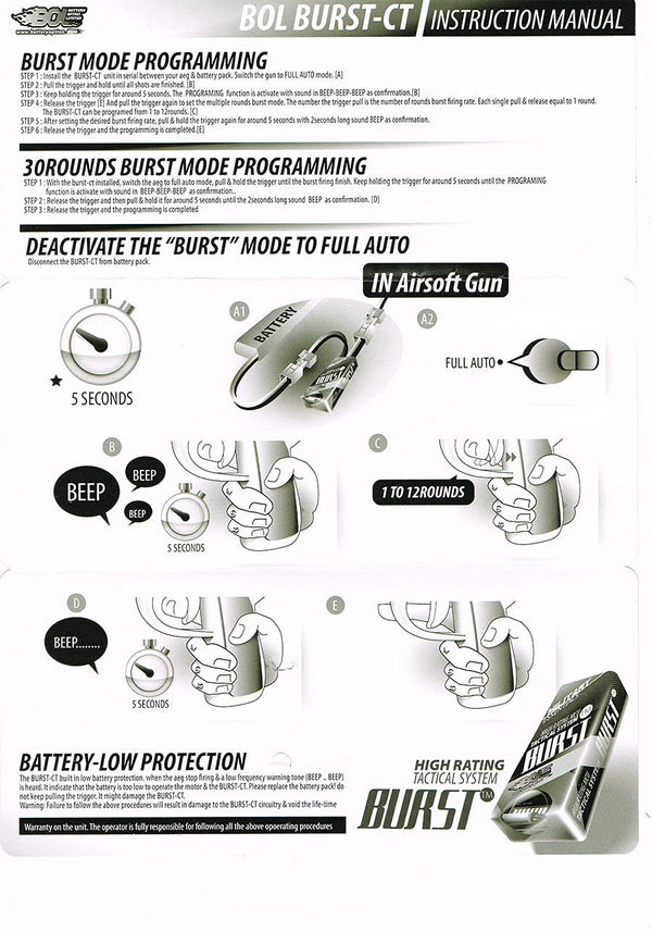 BOL burst control unit T connector for electric guns (1-12 shots/30 shots)