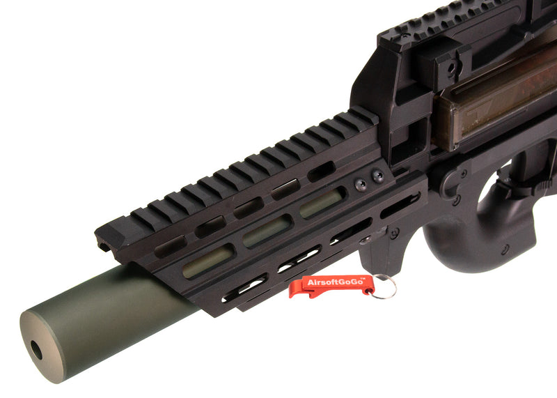 Battleaxe Marui / CYMA electric gun P90 key mod rail hand guard (with suppressor for 14mm forward and reverse screws)