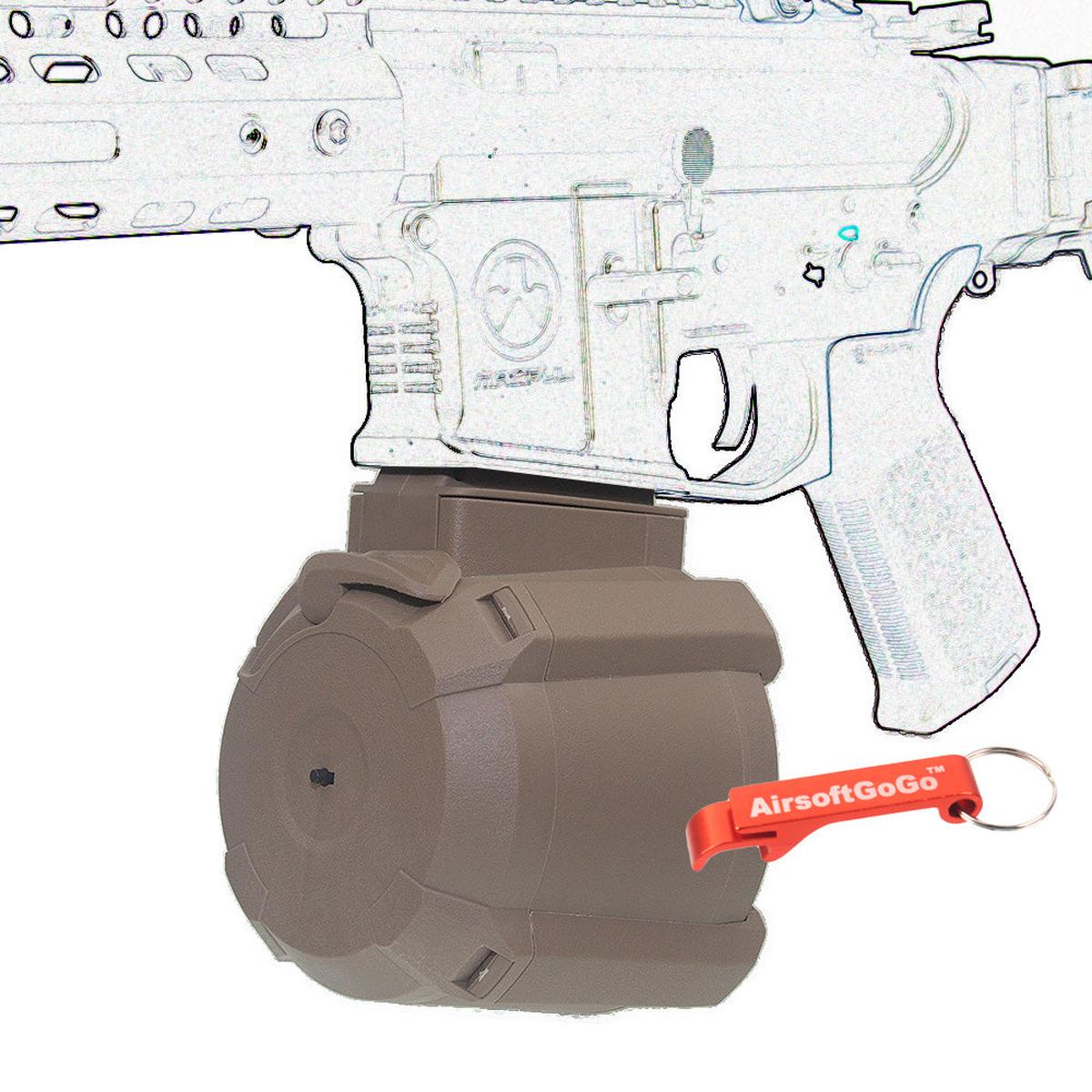 電動給弾 1000連ドラムマガジン M4/M16 電動ガン用 (淡い茶色)-AIRSOFT GOGO エアガン・サバゲー用品通販