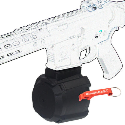 電動給弾 1000連ドラムマガジン M4/M16 電動ガン用 (黒)-AIRSOFT GOGO エアガン・サバゲー用品通販