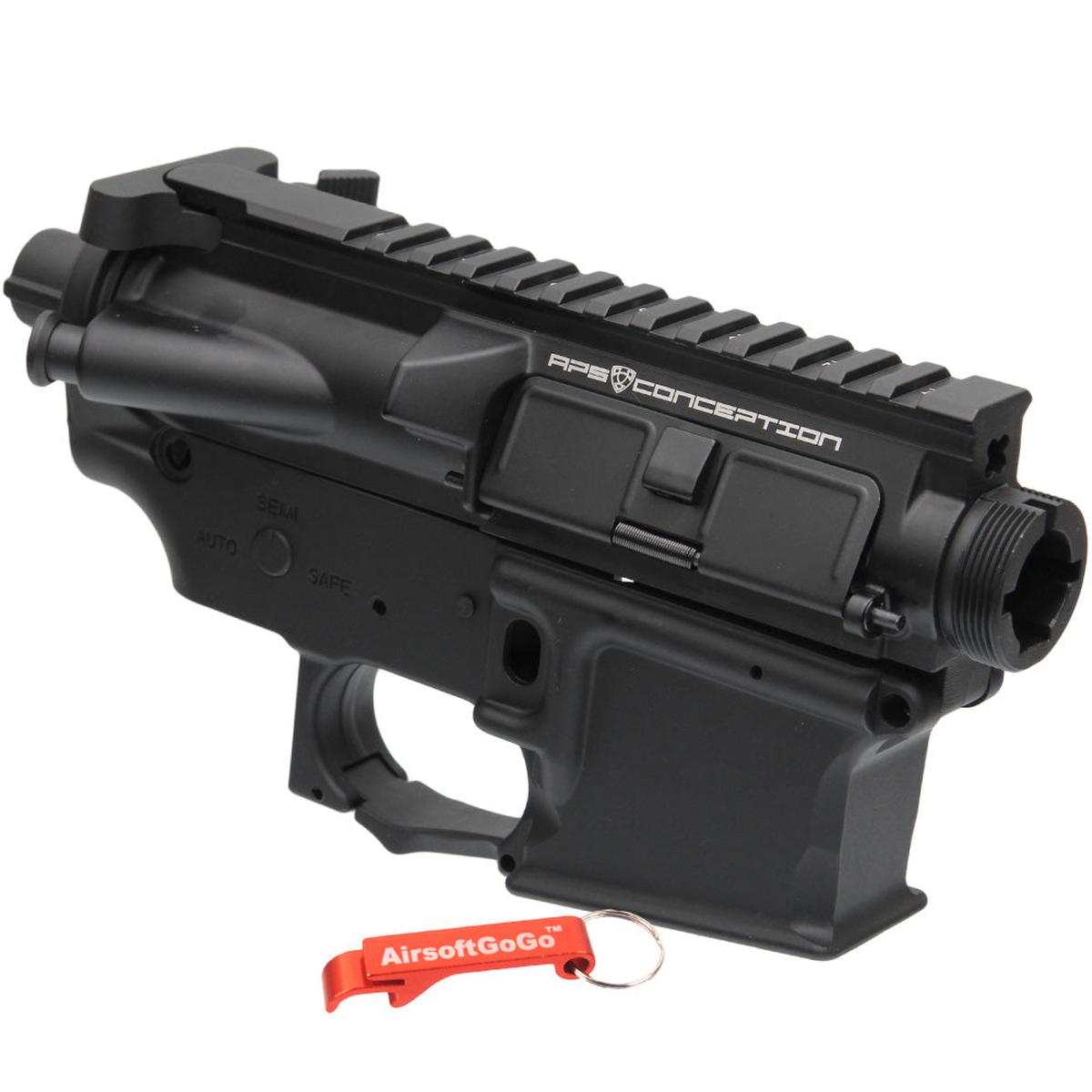 電動ガン ASR シリーズ用A.P.S社製メタルアッパー＆ロアフレームセット (黒)-AIRSOFT GOGO エアガン・サバゲー用品通販