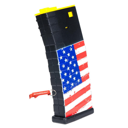 電動ガンM4 / M16 / UARシリーズ用 APS 300連UMag ハイキャパマガジン (米国旗ロゴ)-AIRSOFT GOGO エアガン・サバゲー用品通販