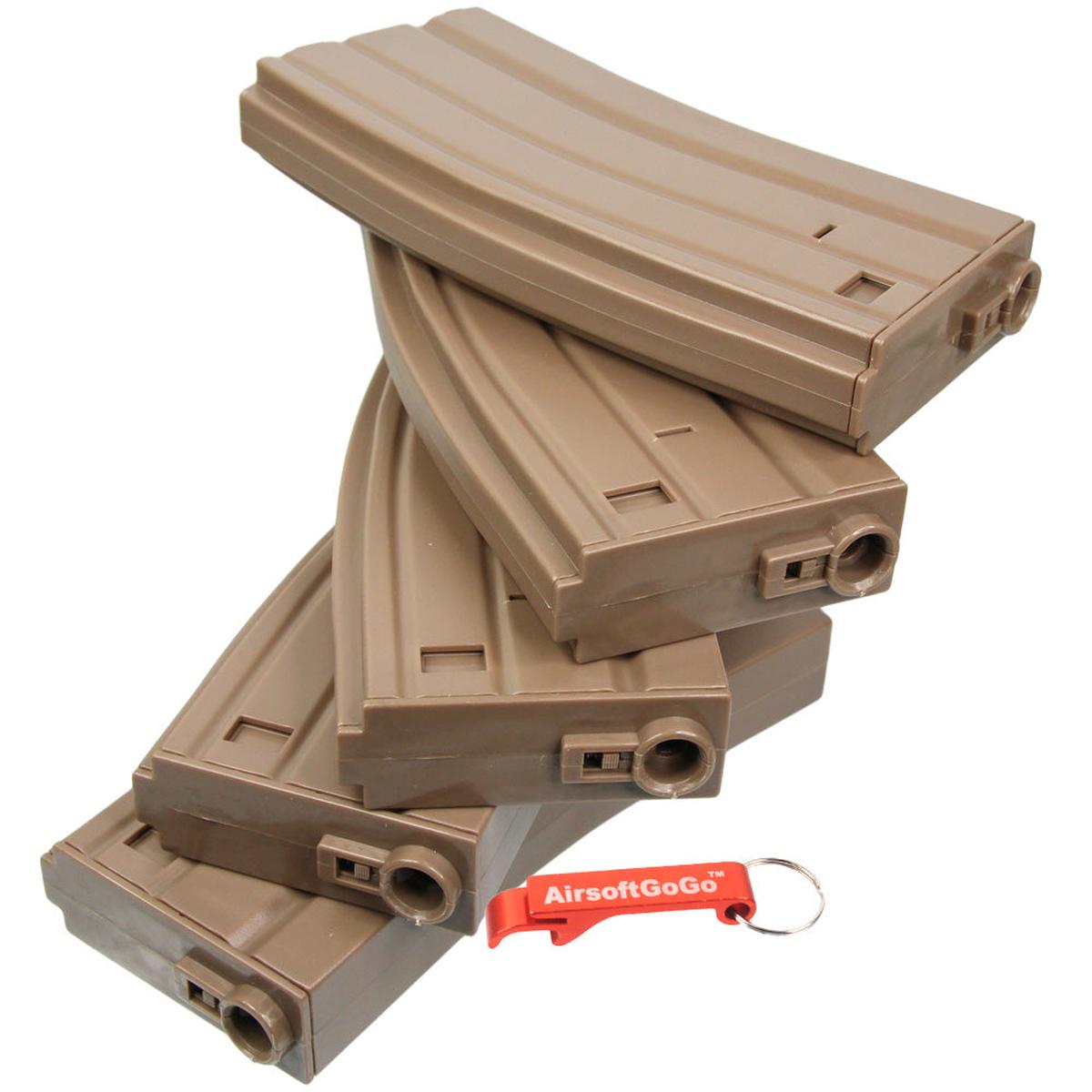 電動ガンM4用160連マガジン (5本入り、ダークアース色)-AIRSOFT GOGO エアガン・サバゲー用品通販