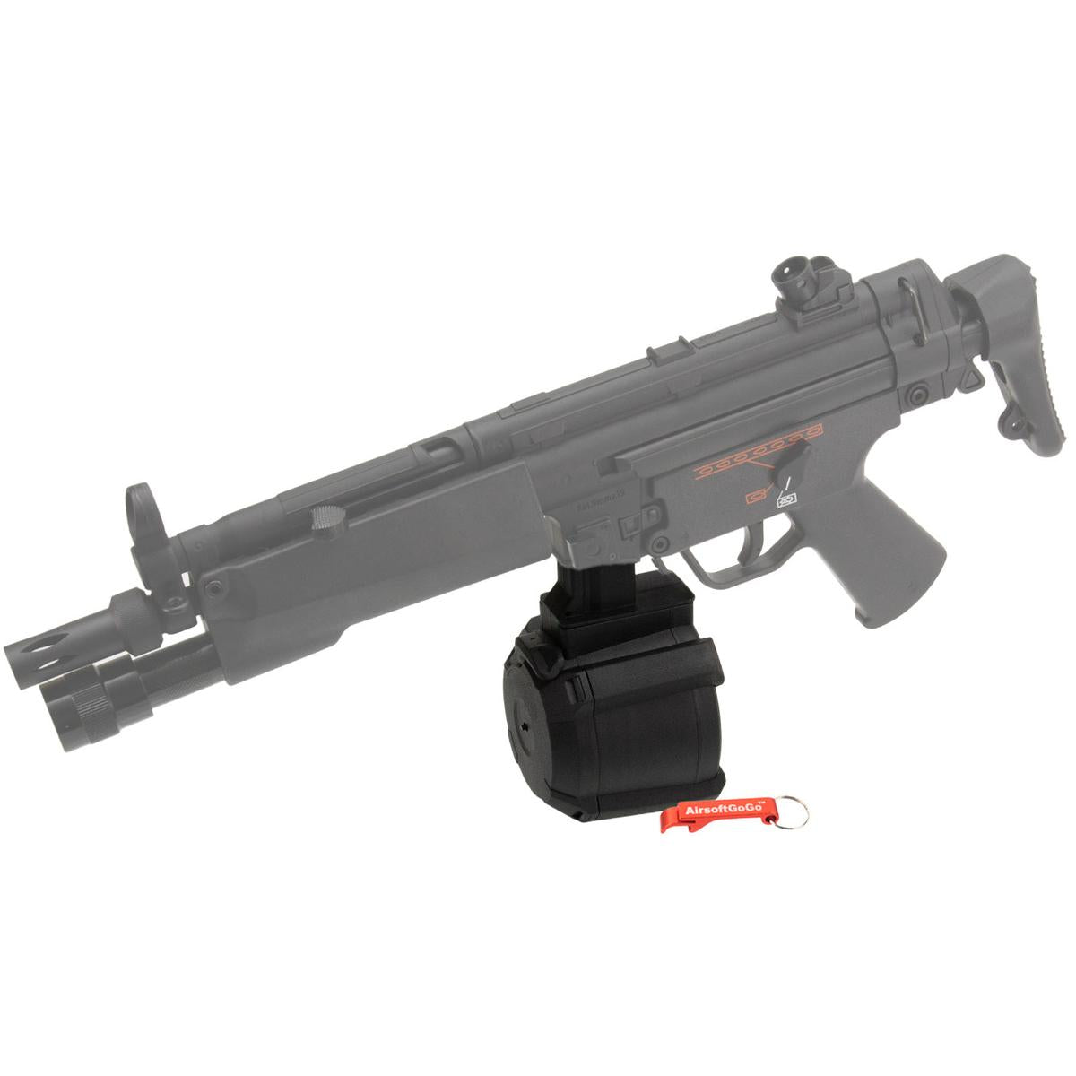 電動ガンMP5用 Battleaxe 1000連 電動給弾式ドラムマガジン(ブラック)-AIRSOFT GOGO エアガン・サバゲー用品通販