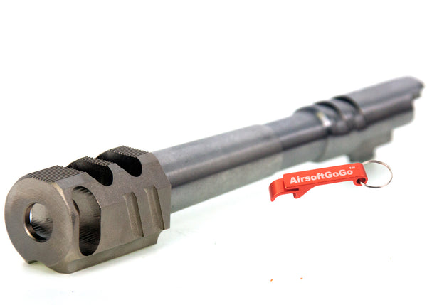 Custom stainless steel outer barrel &amp; copper compensator set for Marui Hicapa 5.1 (Silver)