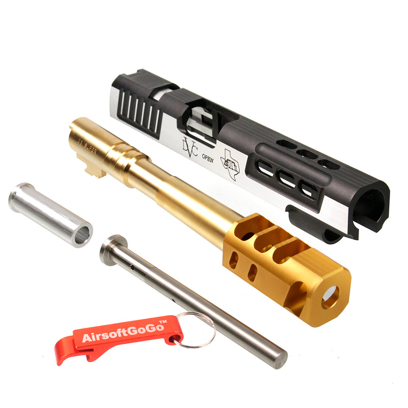 Marui Hicapa 5.1 Compatible Gunsmith Bros STI DVC Type Aluminum Custom Slide Set (Silver &amp; Gold)