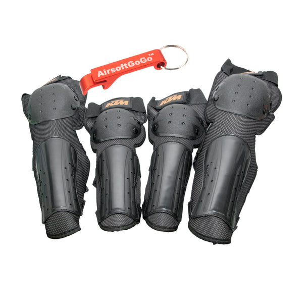 KTM Protector 4 Piece Set for Knees &amp; Elbows Fall Protection Bike Skateboarding Skating Snowboarding Sports Knee Pads