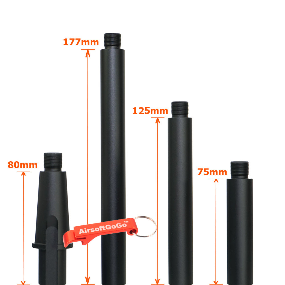 東京マルイ M4/M16専用のカスタム マルチレングス アウターバレル ブラック (サイズ：80/177/125/75mm) (黒)