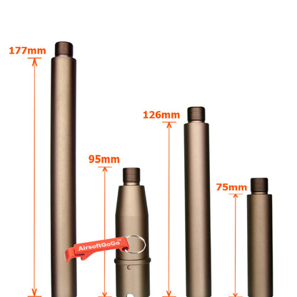 Systema PTW M4専用のカスタム マルチレングス アウターバレル 砂色 (サイズ：95/177/126/75mm)