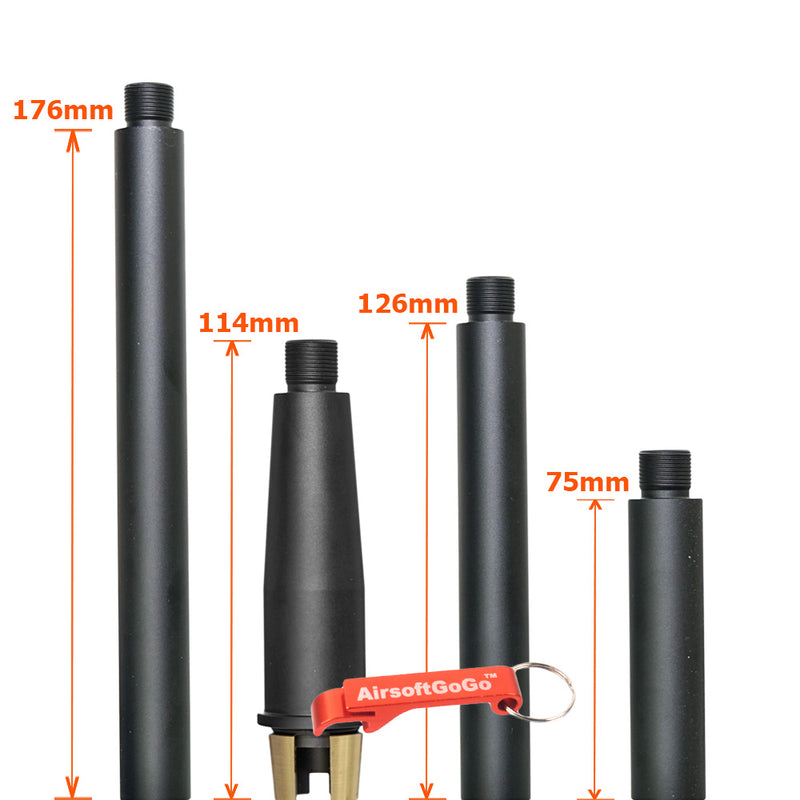 東京マルイM4 MWS専用のカスタム マルチレングス アウターバレル ブラック (サイズ：114/176/126/75mm)