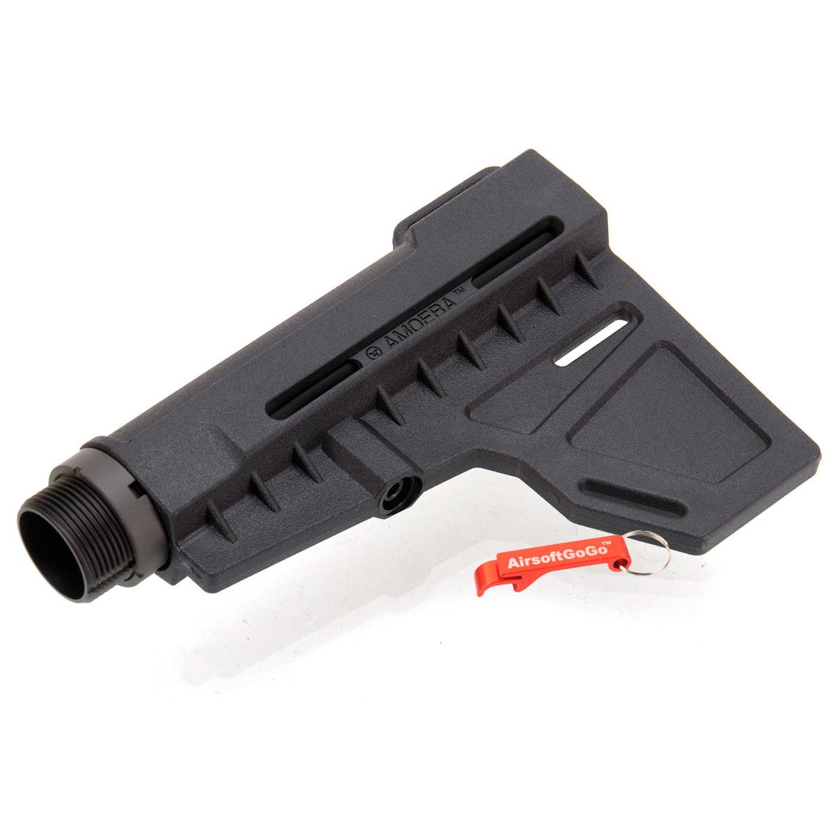 Ameobaアメーバ & Ares 電動ガンM4用 ARES Amoebaアメーバ リトラクタブルストック Bタイプ (ブラック)-AIRSOFT GOGO エアガン・サバゲー用品通販