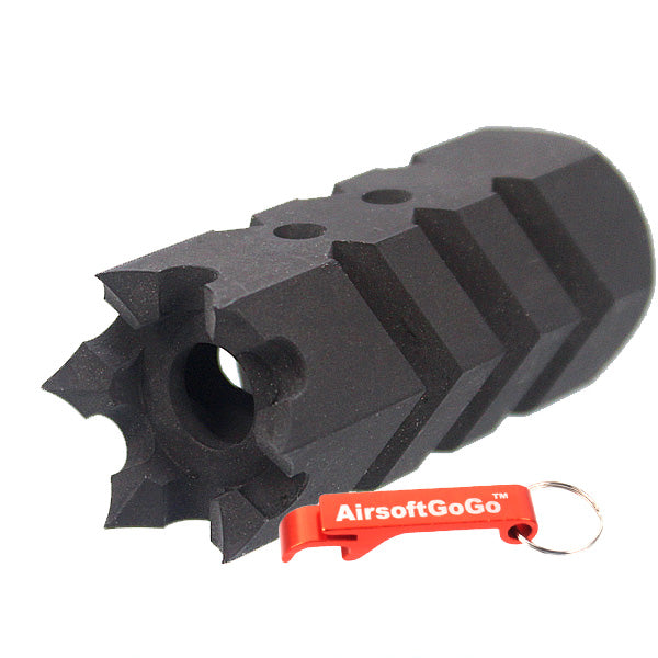 Apple Airsoft Shark Tooth Style Steel Flash Hider 14mm Reverse Thread