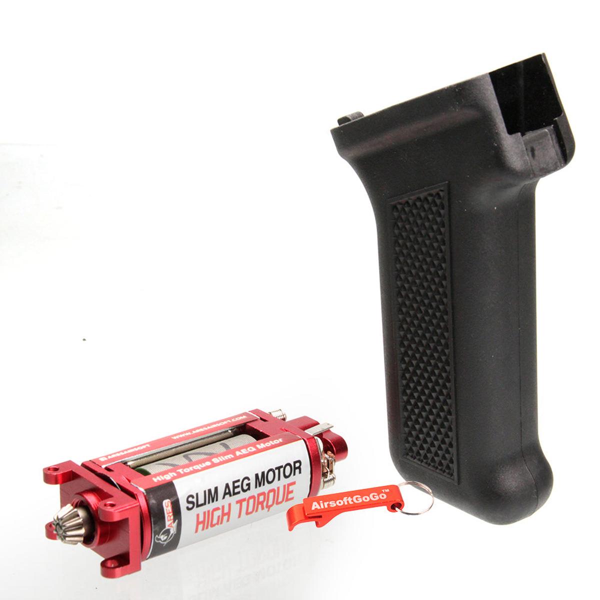 ARES AK スリムピストルグリップ デザートカラー + ハイトルク スリム AEG モーター セット (ブラック)-AIRSOFT GOGO エアガン・サバゲー用品通販
