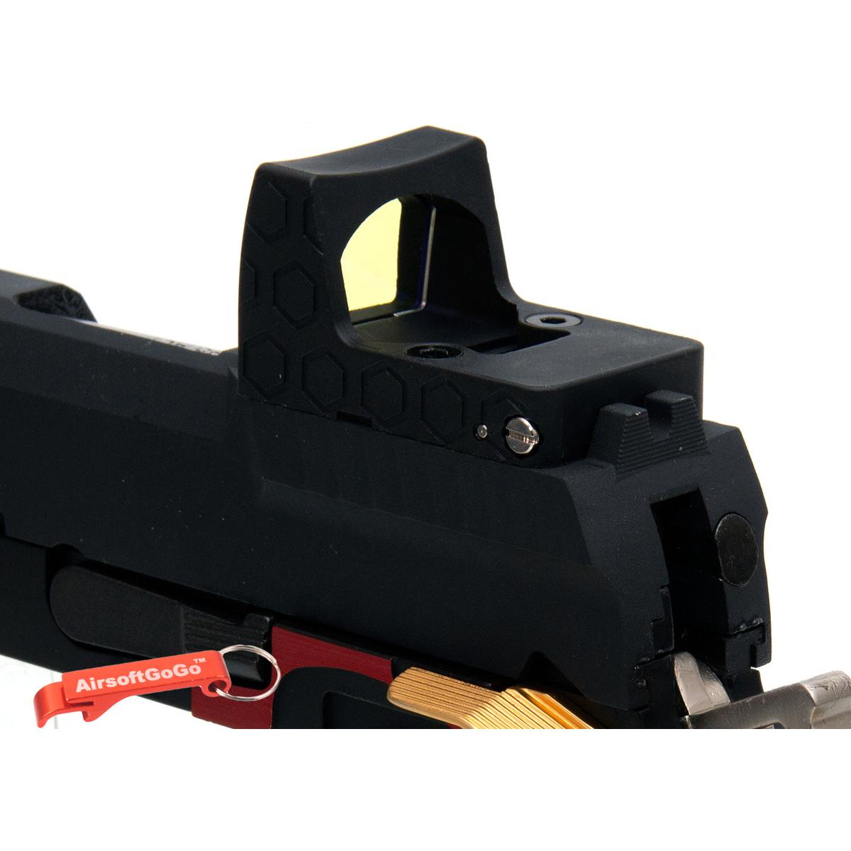 Armorer Works / WE / マルイ ハイキャパ 4.3対応 RMRドットサイト付き カスタムスライド (ブラック & ゴールド)-AIRSOFT GOGO エアガン・サバゲー用品通販