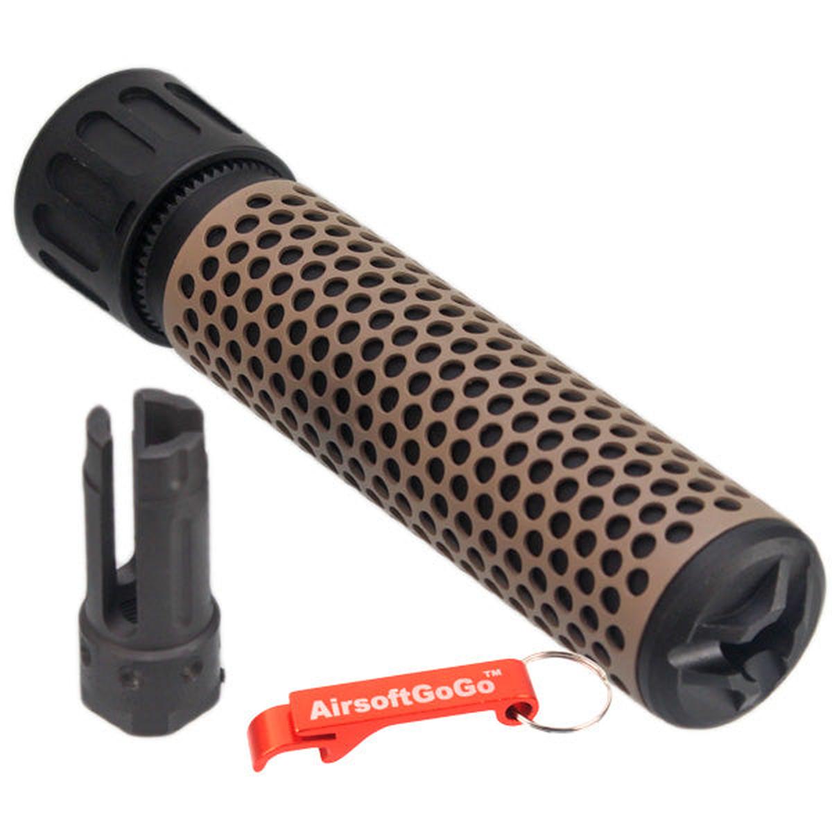 Army Force製フラッシュハイダー・7インチQDC14mm逆ネジサプレッサー（タン）-AIRSOFT GOGO エアガン・サバゲー用品通販