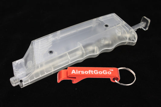 Spartan Doctrine 200-round high-capacity BB gun loader for electric gun gas blowback (transparent)