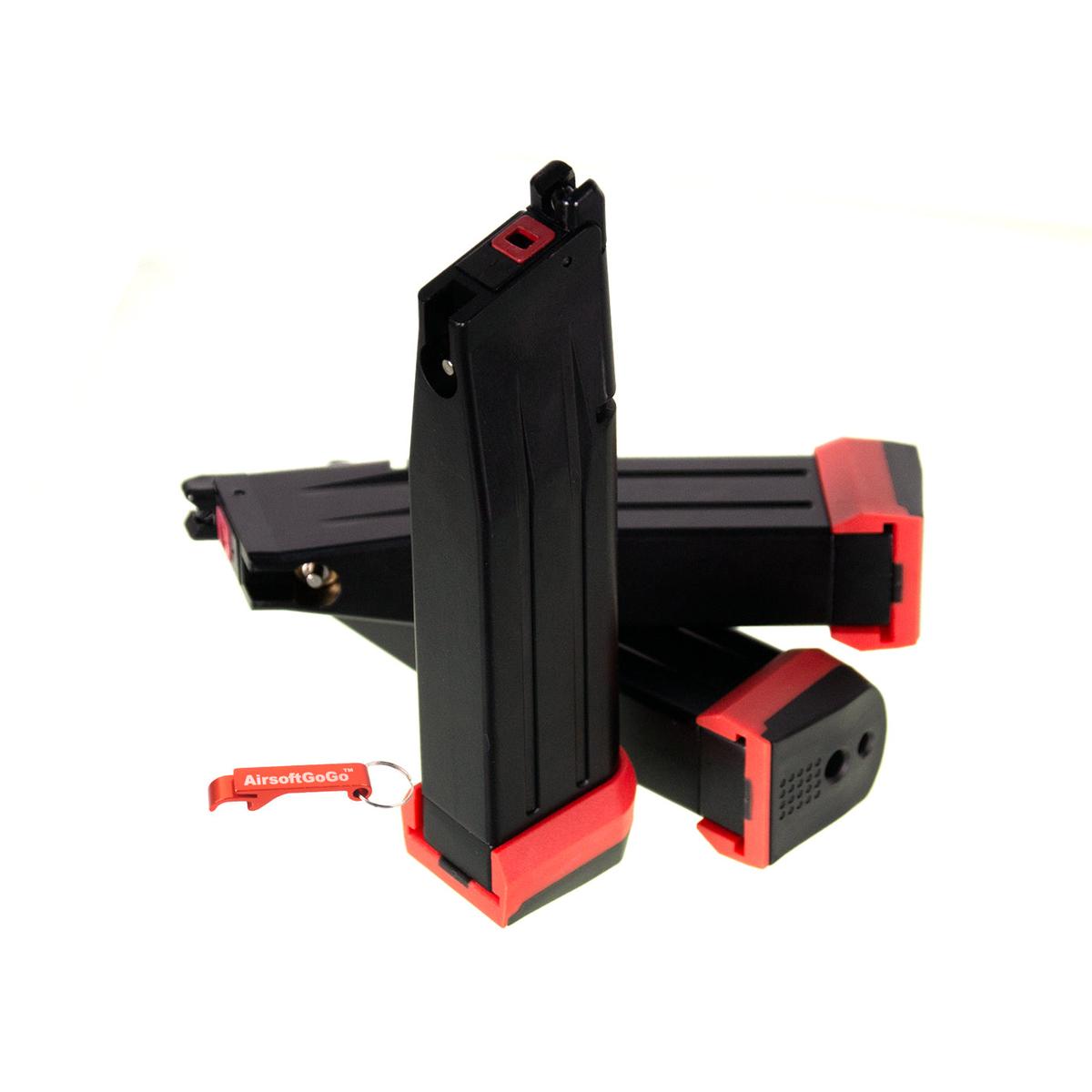 AW / EMG / WE / マルイ製の ハイキャパ 5.1用 Armorer Works 30連ガスマガジン & PTS エンハンスド ピストル ショックプレート(3本入り、ブラック)-AIRSOFT GOGO エアガン・サバゲー用品通販