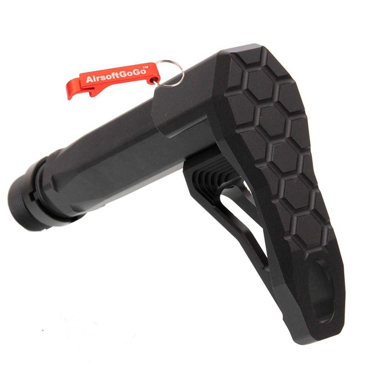 B5タイプ アルミストック WA / G&P M4 GBB用 (ブラック)-AIRSOFT GOGO エアガン・サバゲー用品通販