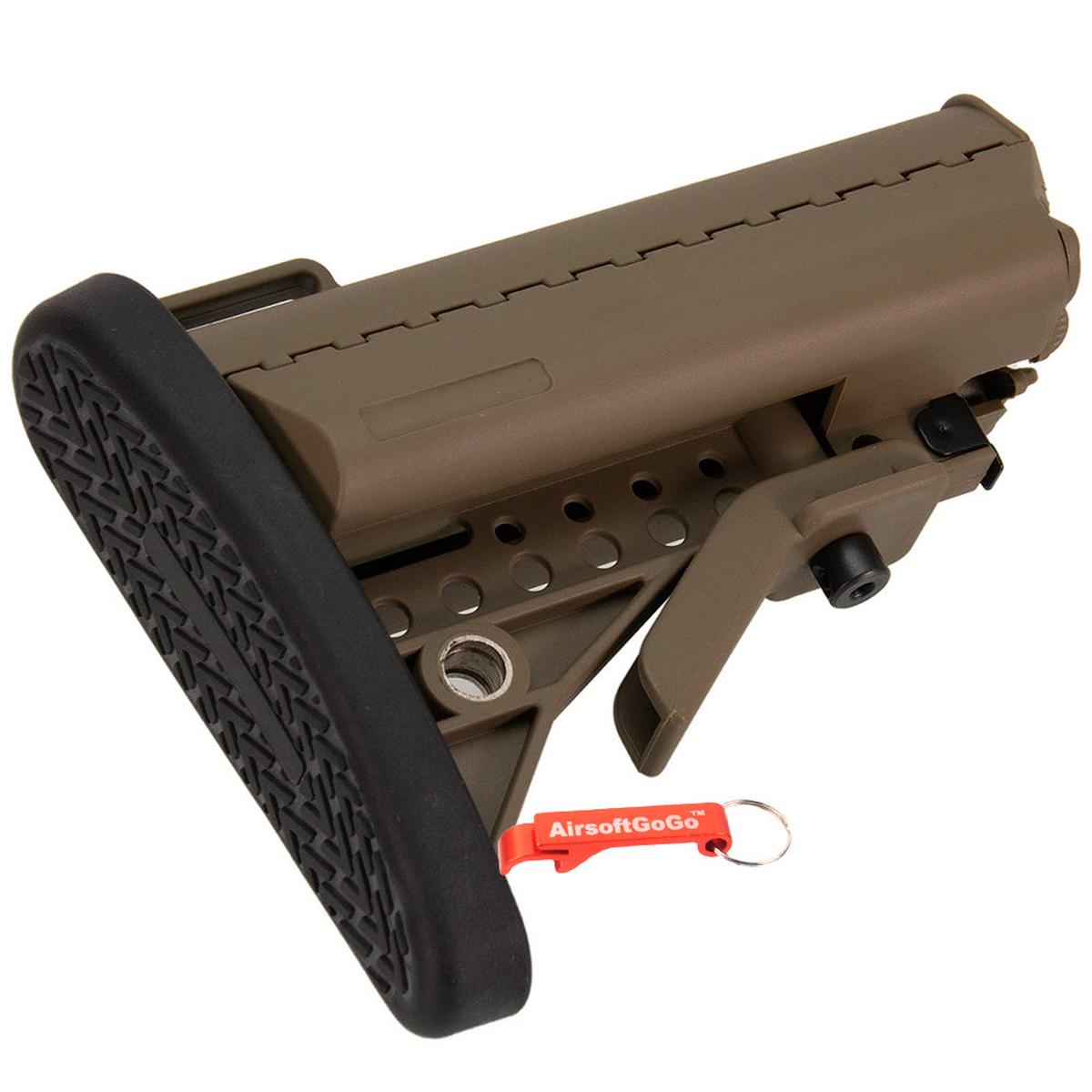 E&C M4 / M16用 MODクレーンストック (タン色）-AIRSOFT GOGO エアガン・サバゲー用品通販