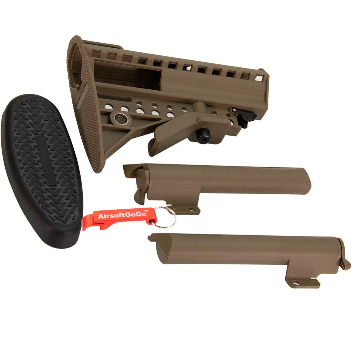 E&C M4 / M16用 MODクレーンストック (タン色）-AIRSOFT GOGO エアガン・サバゲー用品通販