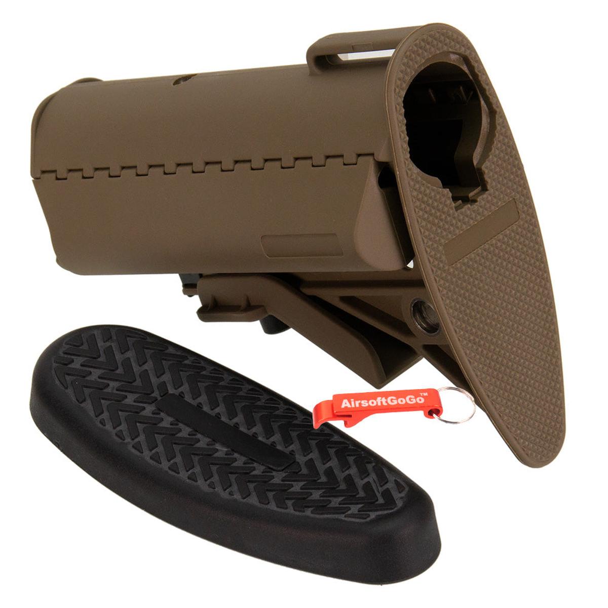 E&C M4 / M16用 MODクレーンストック (タン色）-AIRSOFT GOGO エアガン・サバゲー用品通販