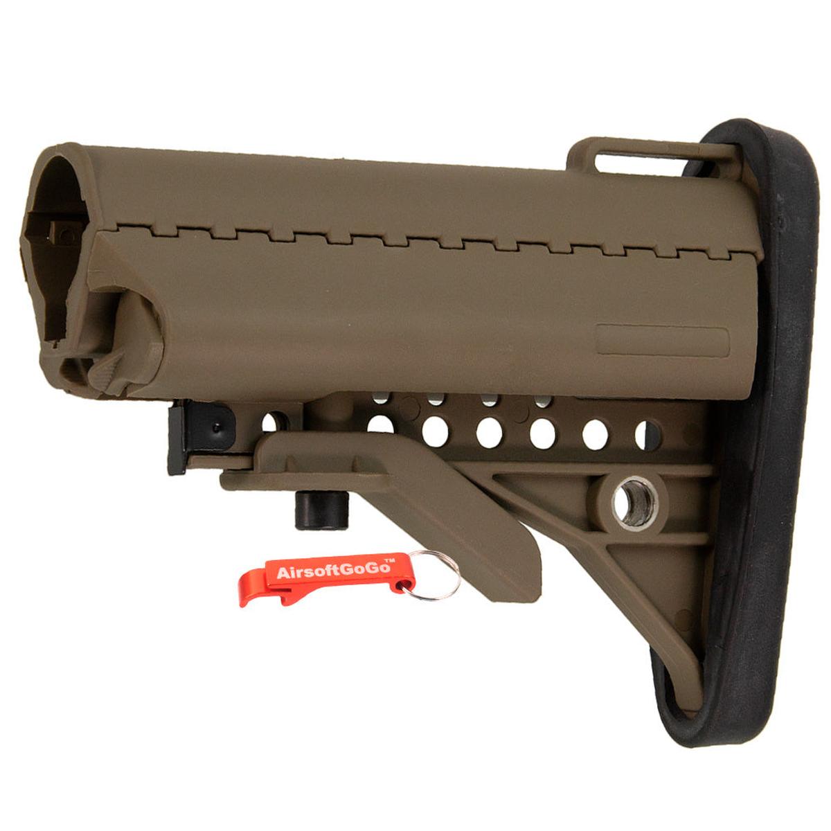 E&C M4 / M16用 MODクレーンストック (タン色）-AIRSOFT GOGO エアガン・サバゲー用品通販