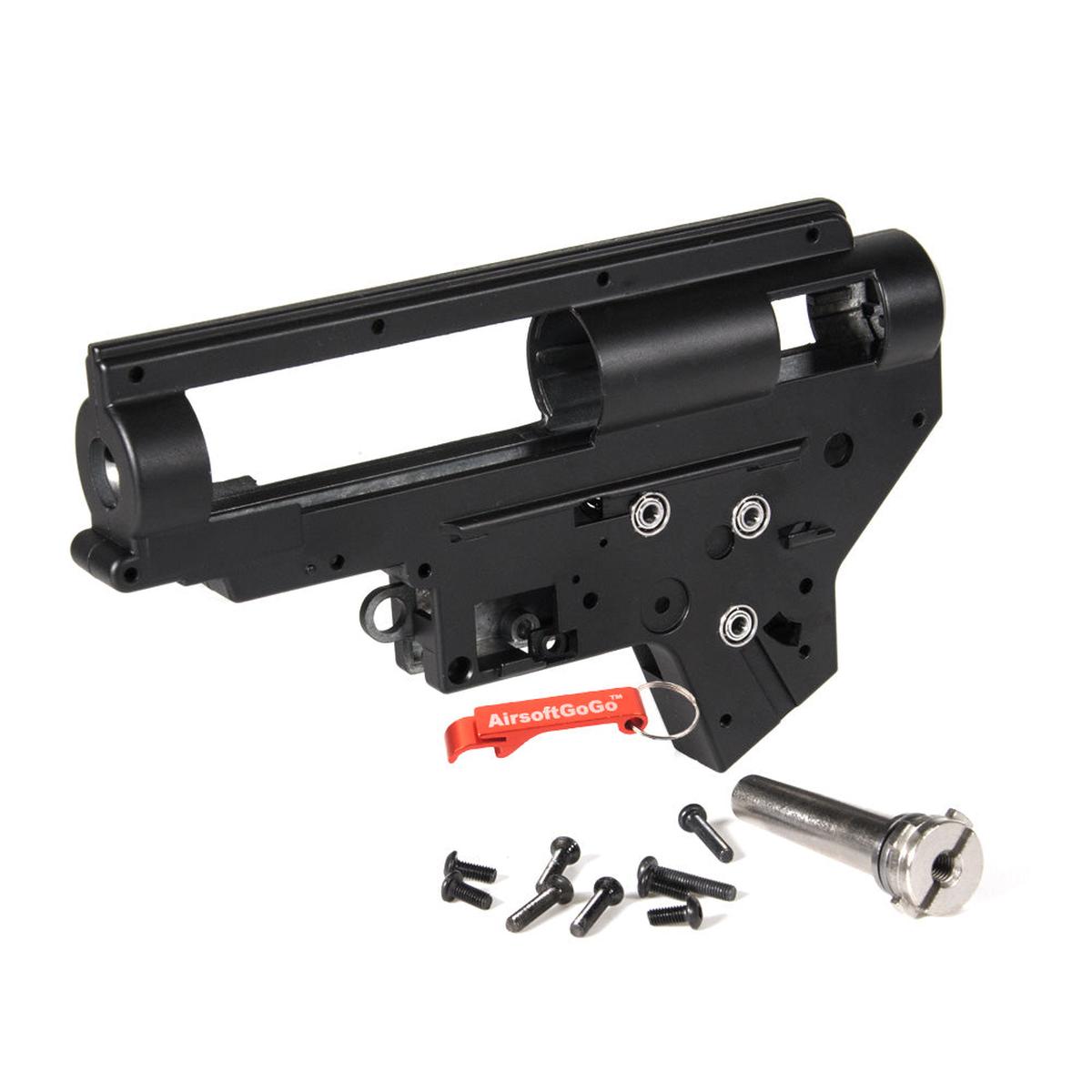 E&C M4 Ver.2 8mm軸受 スチール QDメカボックスシェルセット (ブラックカラー)-AIRSOFT GOGO エアガン・サバゲー用品通販