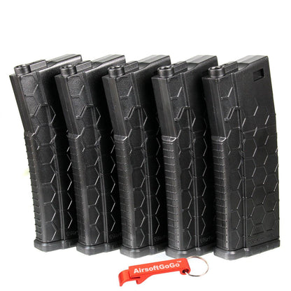 ECO 電動ガンM4用 Hexmag 120連マガジン (5本入り、ブラック)-AIRSOFT GOGO エアガン・サバゲー用品通販