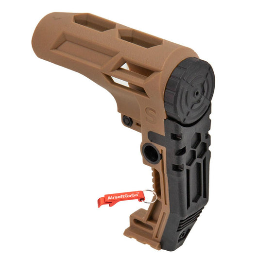 ガスブローバック / 電動ガンM4用 SLONG エルゴノミック ストック(タン)-AIRSOFT GOGO エアガン・サバゲー用品通販