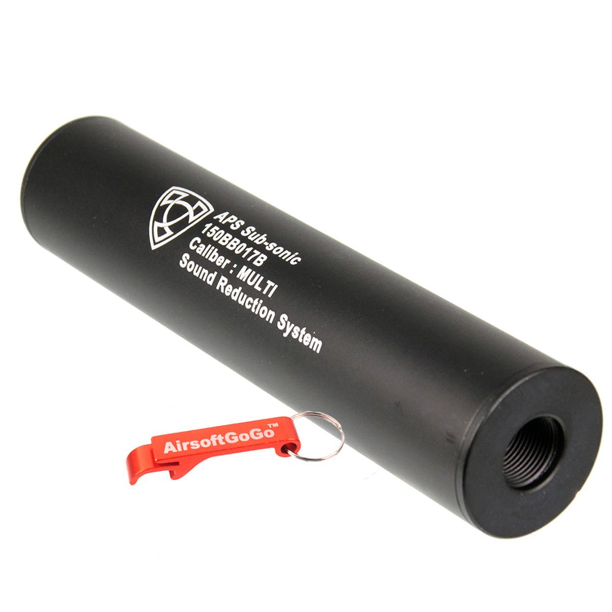 ガスブローバックライフル / 電動ガン用 APS 150mm サプレッサー (14mm CW/CCW 、ブラック)-AIRSOFT GOGO エアガン・サバゲー用品通販