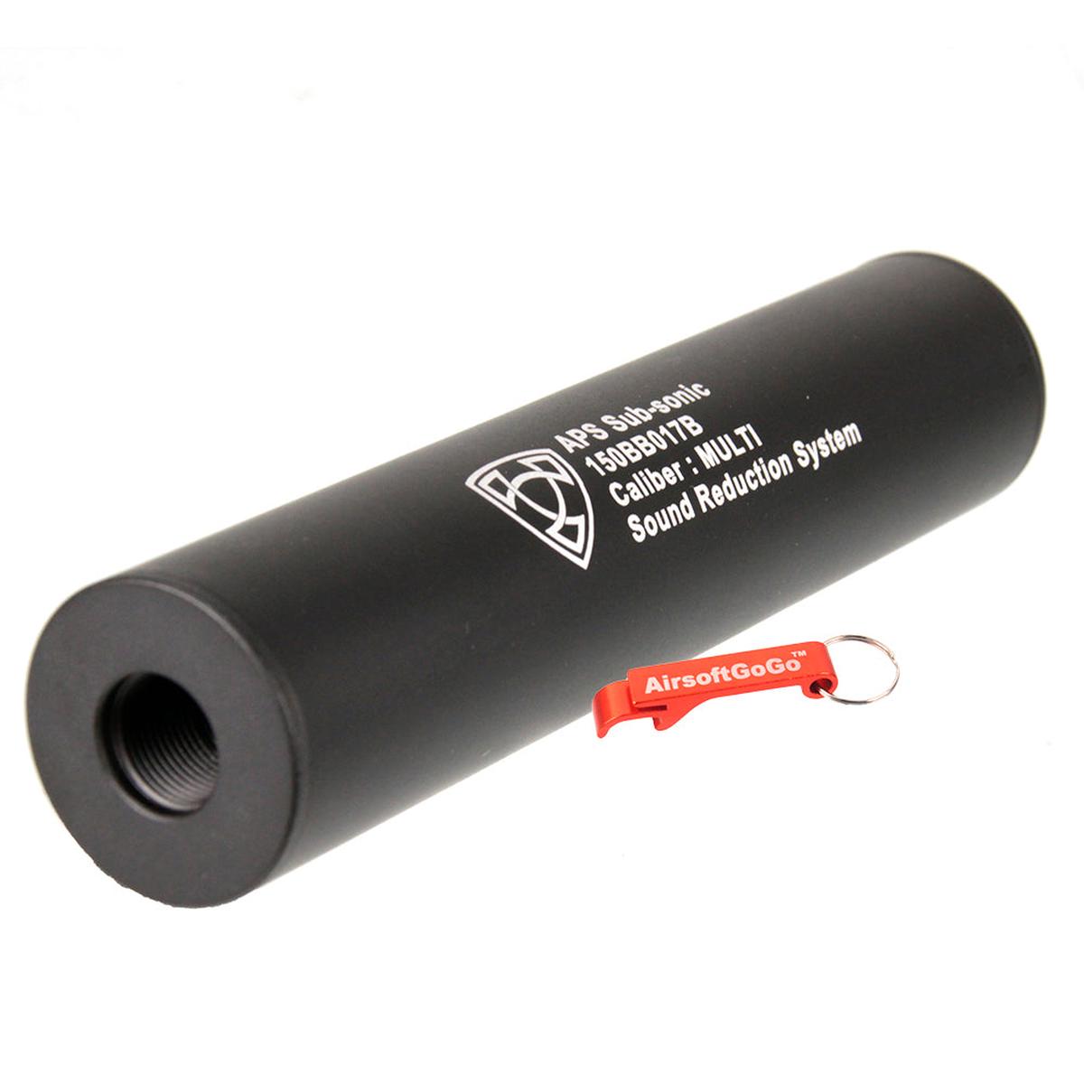 ガスブローバックライフル / 電動ガン用 APS 150mm サプレッサー (14mm CW/CCW 、ブラック)-AIRSOFT GOGO エアガン・サバゲー用品通販