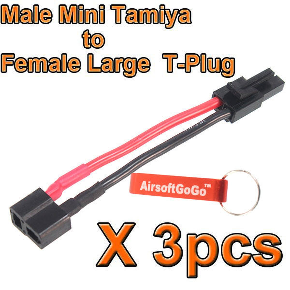 G&P電動ガン用オスミニタミヤ → メスTプラグ（大）バッテリーワイヤー（3本入り）-AIRSOFT GOGO エアガン・サバゲー用品通販