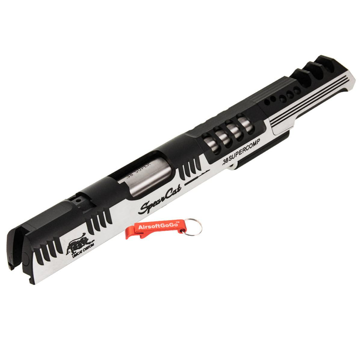 Gunsmith bros マルイ ハイキャパ5.1 GBB用 Limcat (リムキャット) アルミ カスタム スライドセット (ブラック & シルバー)-AIRSOFT GOGO エアガン・サバゲー用品通販