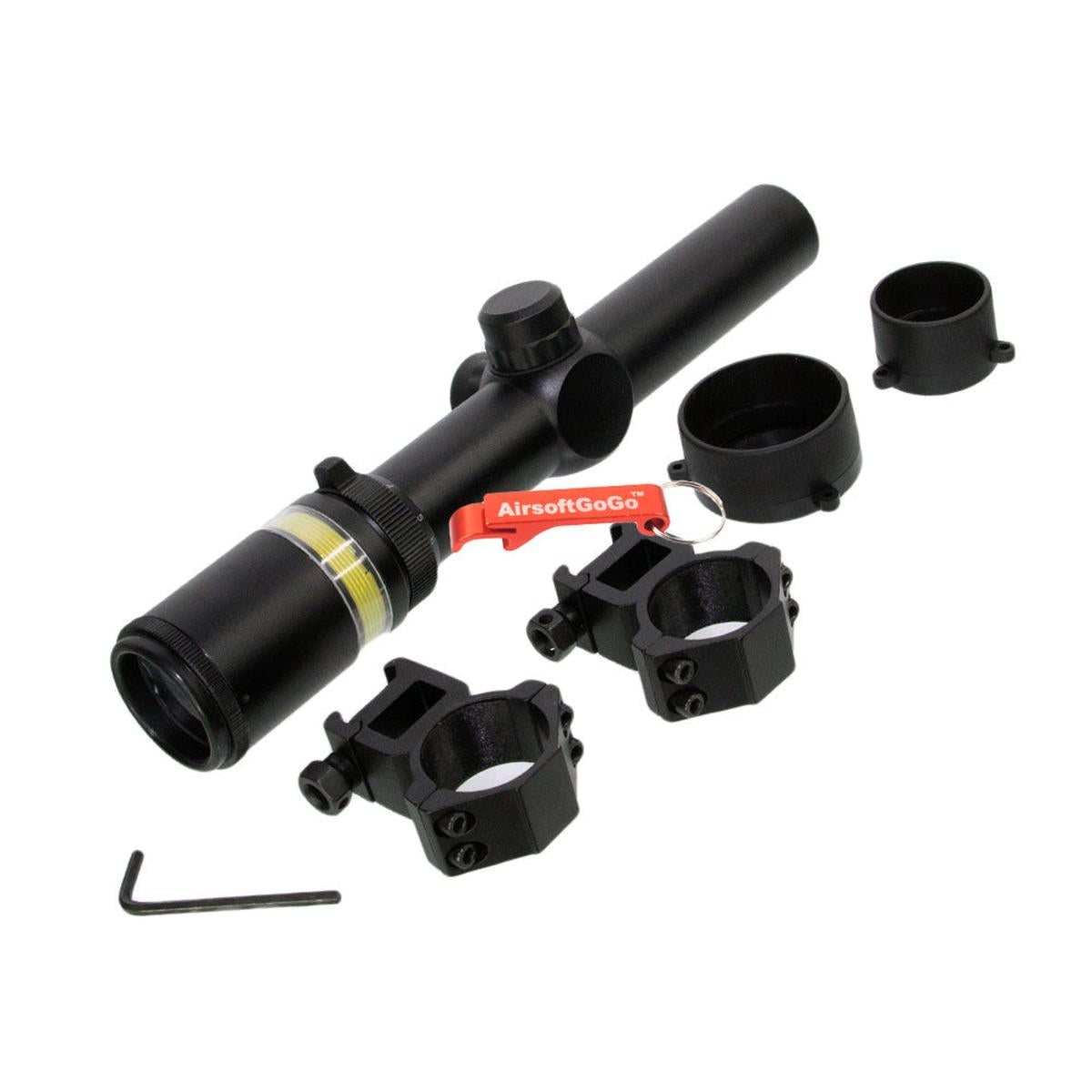 ファイバーオプティックショートスコープ Optical 1.5-6倍 可変ズーム 1.5-6x24 CQB グリーン-AIRSOFT GOGO エアガン・サバゲー用品通販