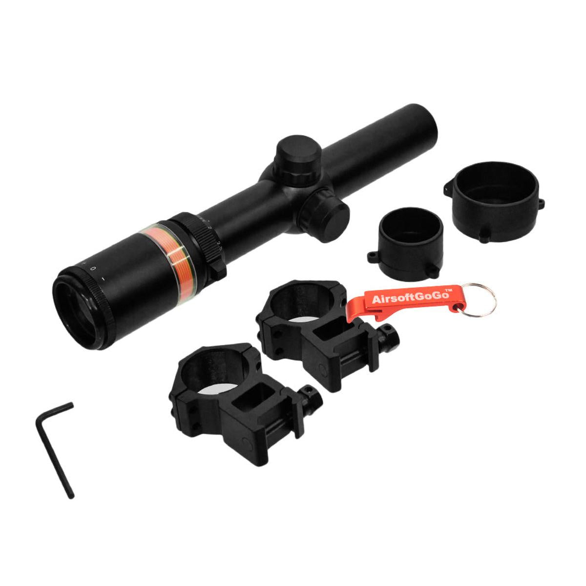 ファイバーオプティックショートスコープ Optical 1.5-6倍 可変ズーム 1.5-6x24 CQB レッド-AIRSOFT GOGO エアガン・サバゲー用品通販