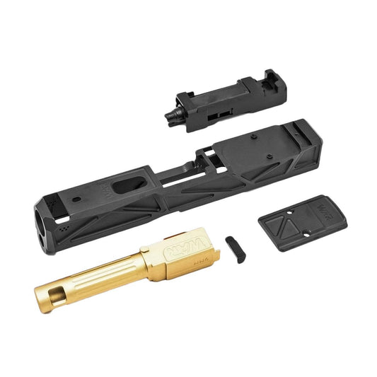 JDG WAR アフターバーナーRMRスライドセット 東京マルイG19 Gen 3 ガスブローバックGBB専用（ライセンスby WAR）（ブラックスライド/ローズゴールドバレル）-AIRSOFT GOGO エアガン・サバゲー用品通販
