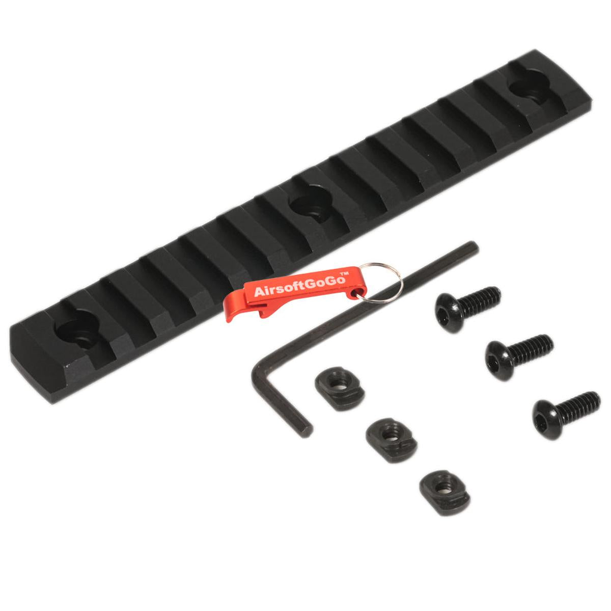 キーモッドハンドガード対応 M-LOK ポリマーレール 13スロット (ブラック)-AIRSOFT GOGO エアガン・サバゲー用品通販
