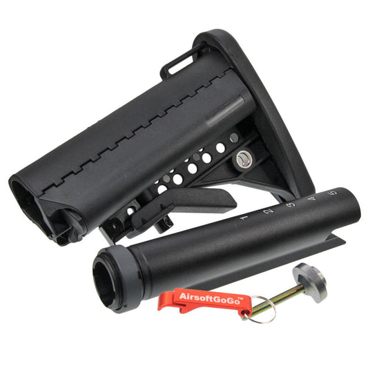 M4 / M16用ストックパイプ ・ MODクレーンストック セット (黒）-AIRSOFT GOGO エアガン・サバゲー用品通販
