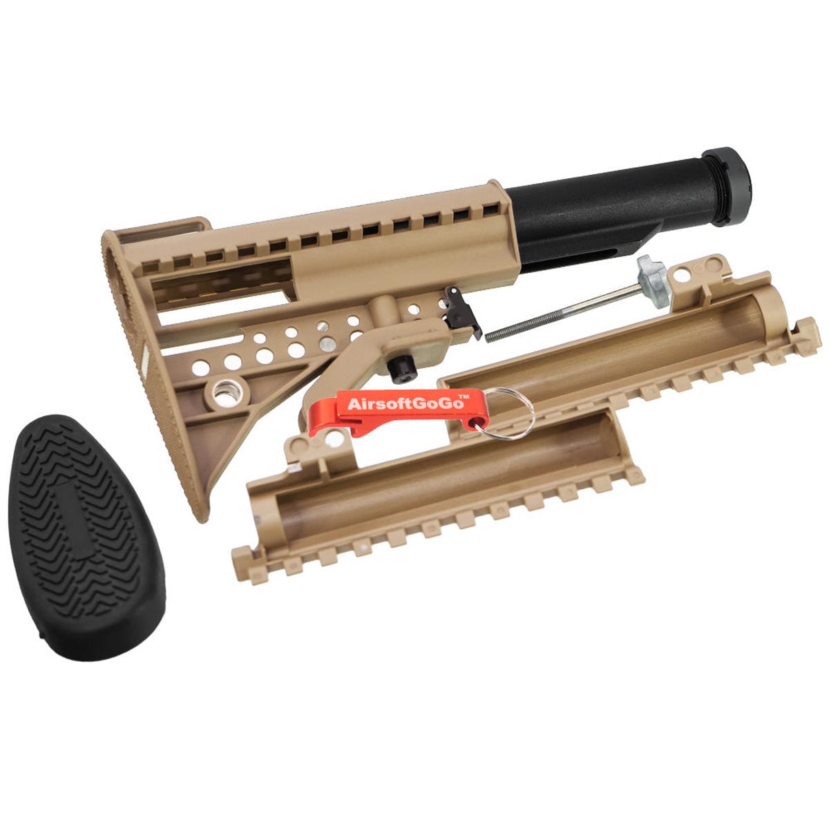 M4 / M16用ストックパイプ ・ MODクレーンストック セット (ダークアース色）-AIRSOFT GOGO エアガン・サバゲー用品通販