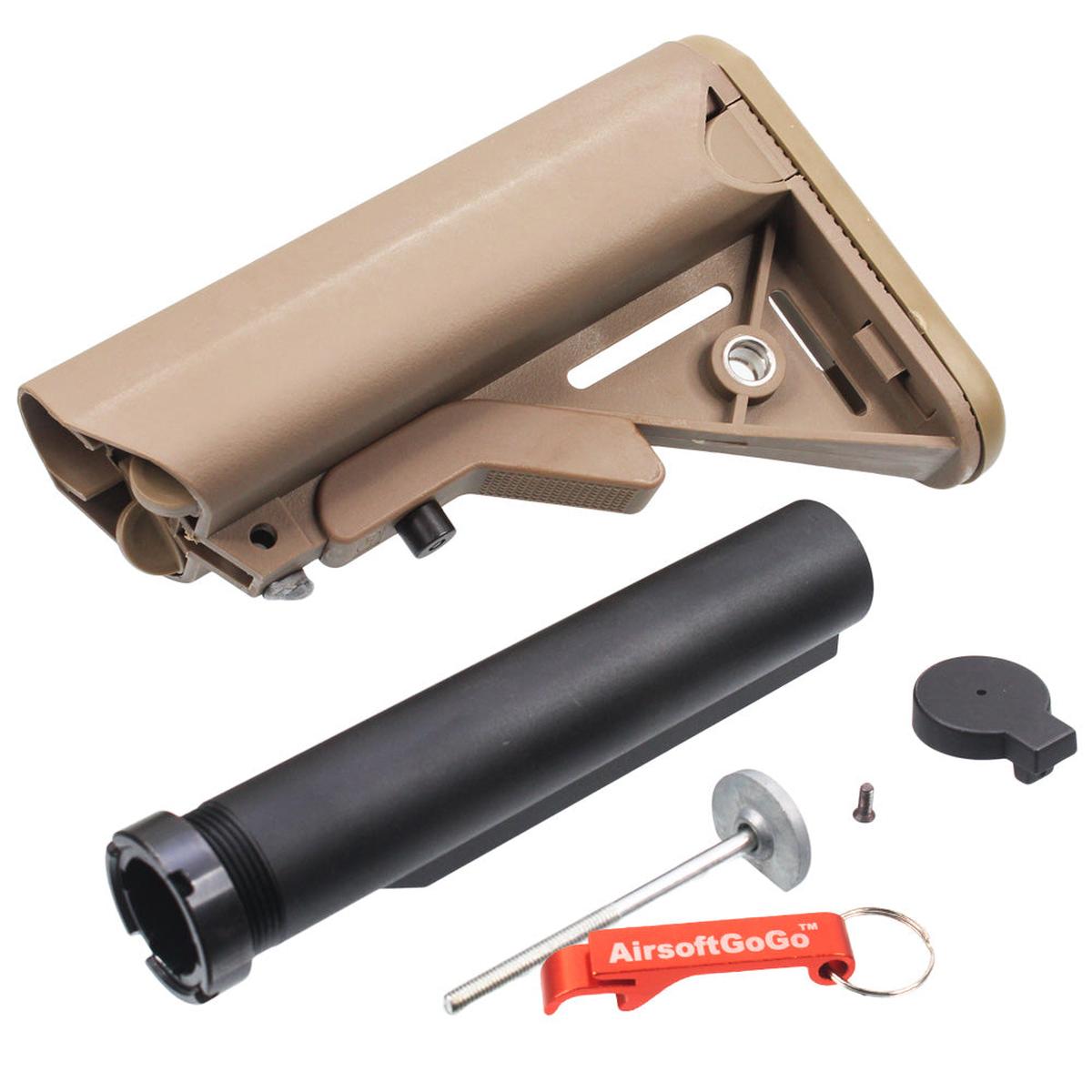 M4/M16用チューブ付クレーンストック (コヨーテブラウン)-AIRSOFT GOGO エアガン・サバゲー用品通販