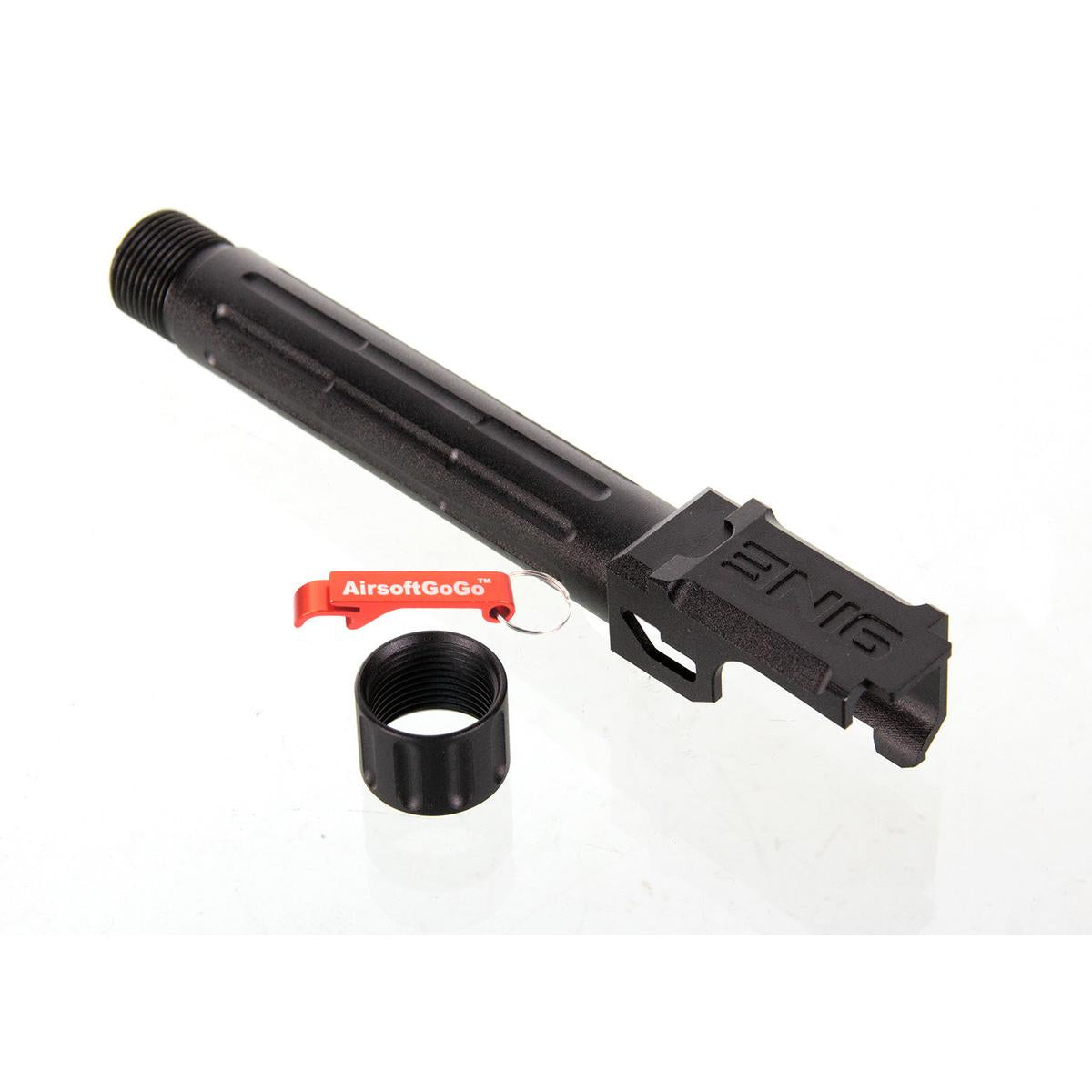 マルイ ガスブローバック G19用 5KU 9INE フルート 14mm逆ネジアウターバレル マズルプロテクター付 (ブラック)-AIRSOFT GOGO エアガン・サバゲー用品通販