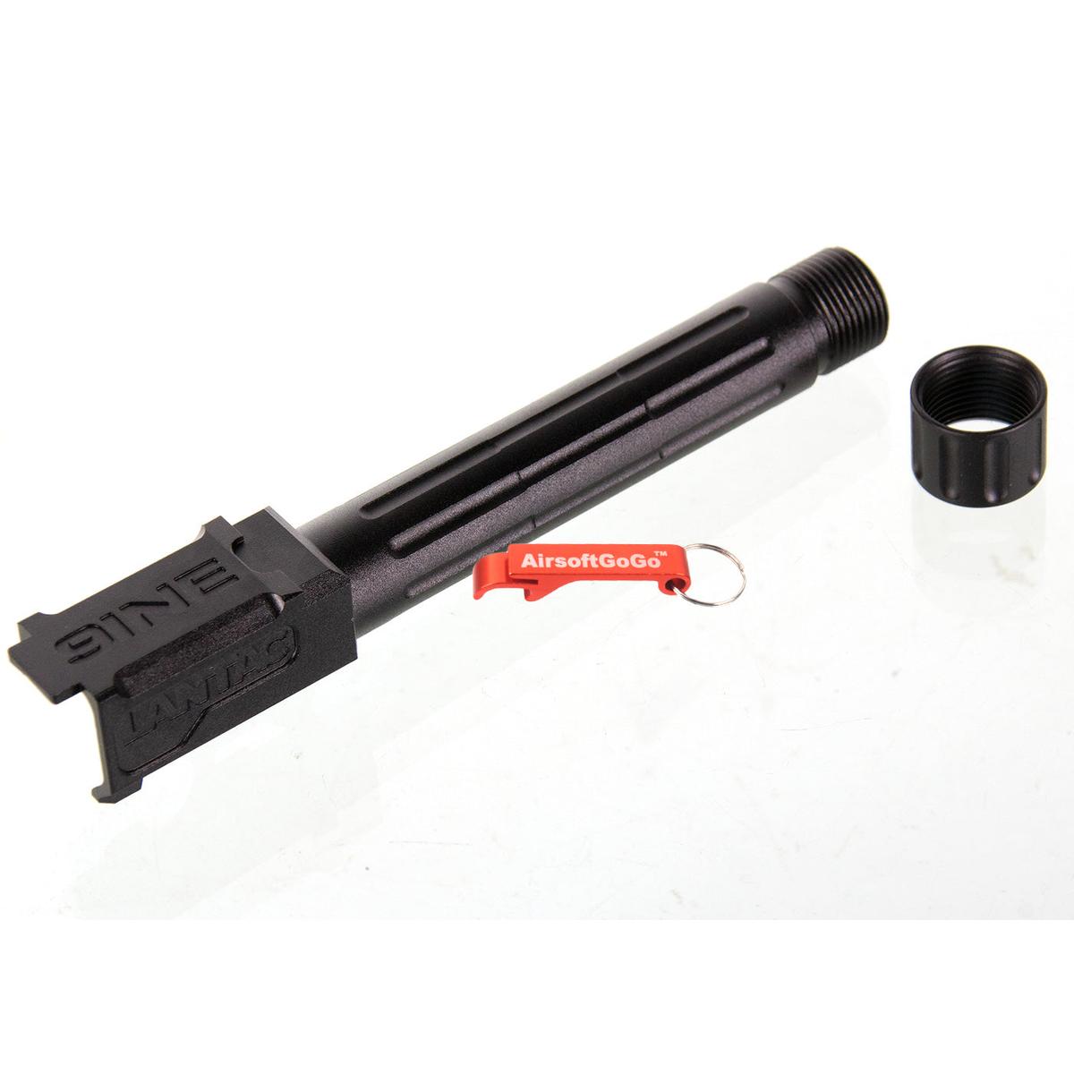 マルイ ガスブローバック G19用 5KU 9INE フルート 14mm逆ネジアウターバレル マズルプロテクター付 (ブラック)-AIRSOFT GOGO エアガン・サバゲー用品通販