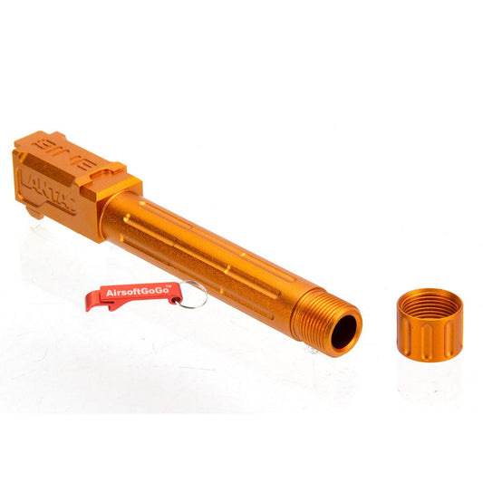 マルイ ガスブローバック G19用 5KU 9INE フルート 14mm逆ネジアウターバレル マズルプロテクター付 (ゴールド)-AIRSOFT GOGO エアガン・サバゲー用品通販