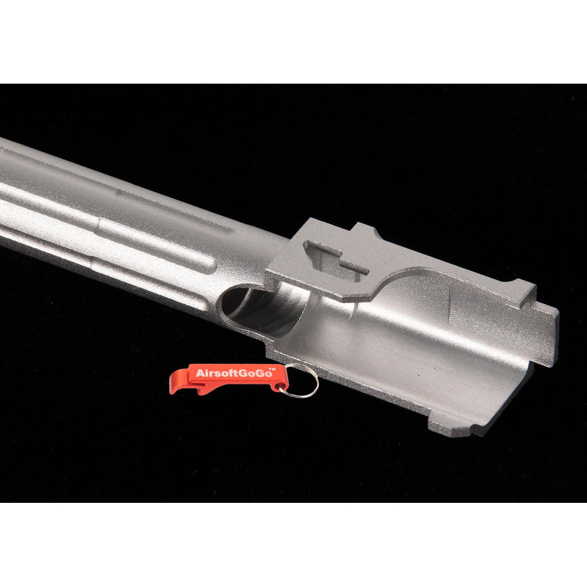 マルイ ガスブローバック G19用 5KU 9INE フルート 14mm逆ネジアウターバレル マズルプロテクター付 (シルバー)-AIRSOFT GOGO エアガン・サバゲー用品通販