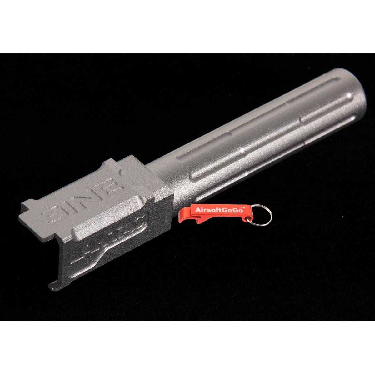 マルイ ガスブローバック G19用 5KU 9INE フルート 14mm逆ネジアウターバレル (シルバー)-AIRSOFT GOGO エアガン・サバゲー用品通販