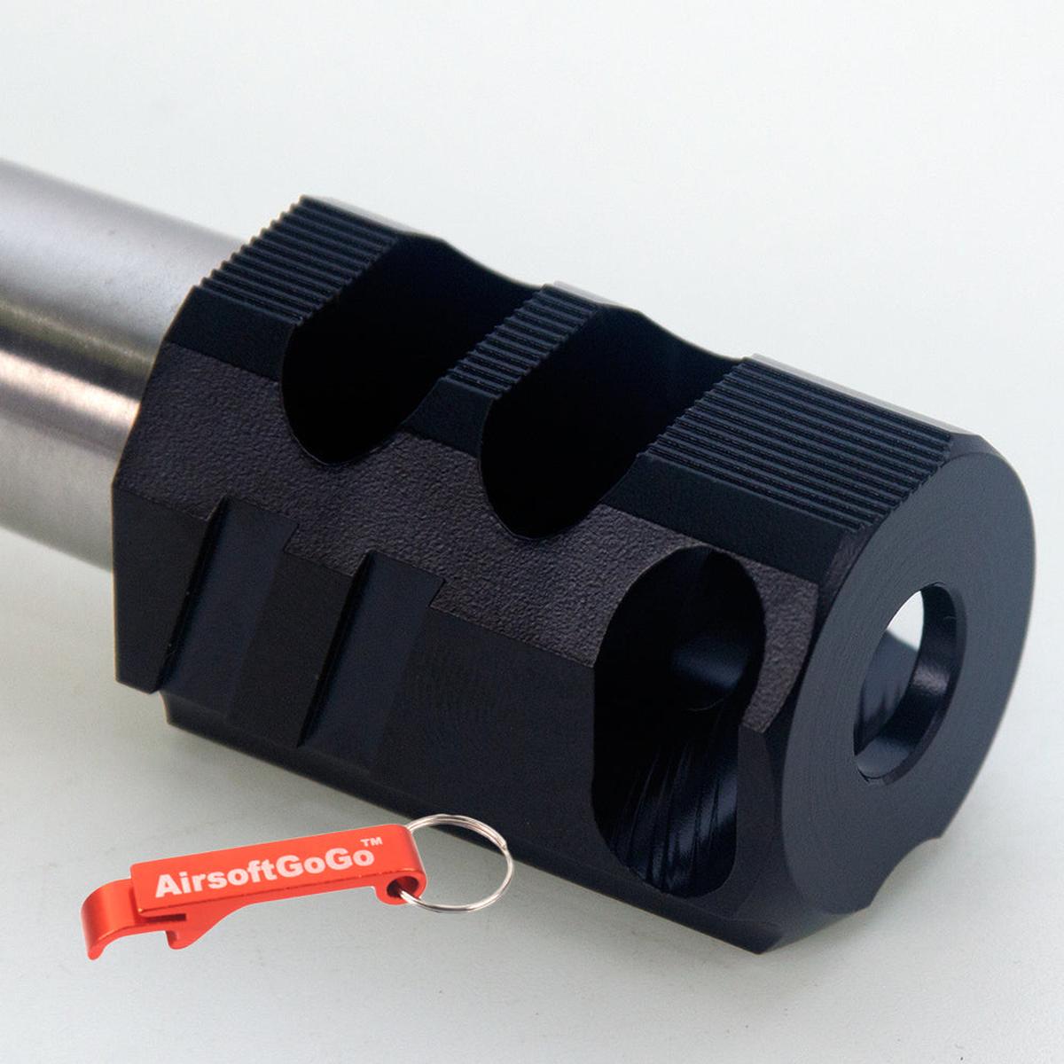 マルイ ハイキャパ5.1用カスタム ステンレス鋼製アウターバレル & 銅製コンペンセイターセット (ブラック)-AIRSOFT GOGO エアガン・サバゲー用品通販