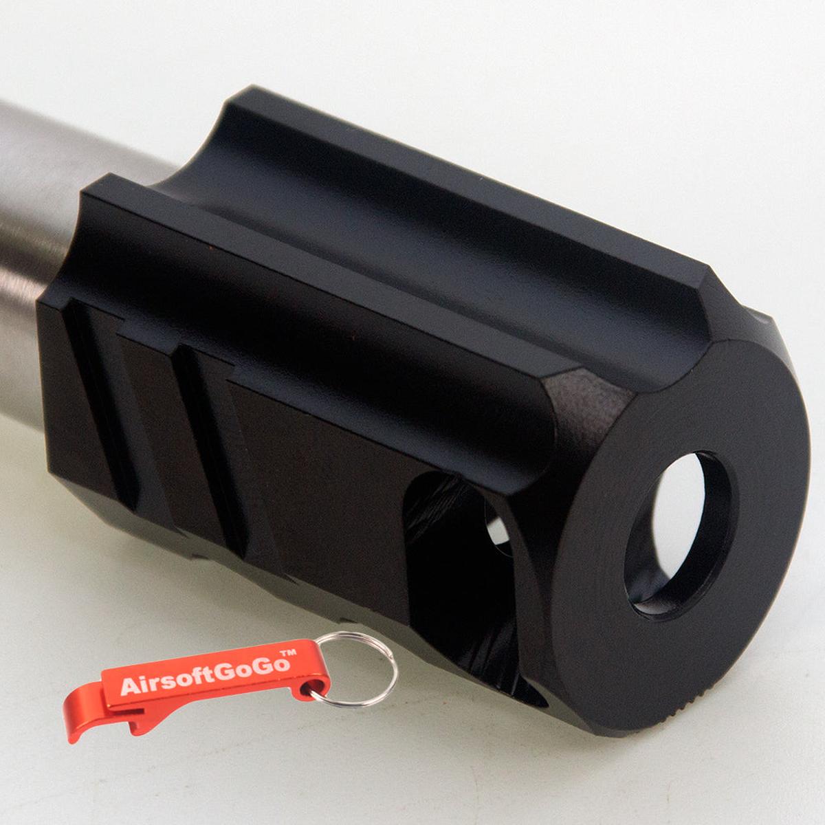 マルイ ハイキャパ5.1用カスタム ステンレス鋼製アウターバレル & 銅製コンペンセイターセット (ブラック)-AIRSOFT GOGO エアガン・サバゲー用品通販